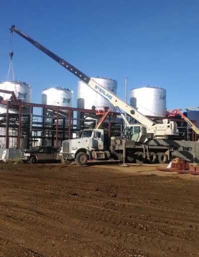 A construction crew is working on a construction site.